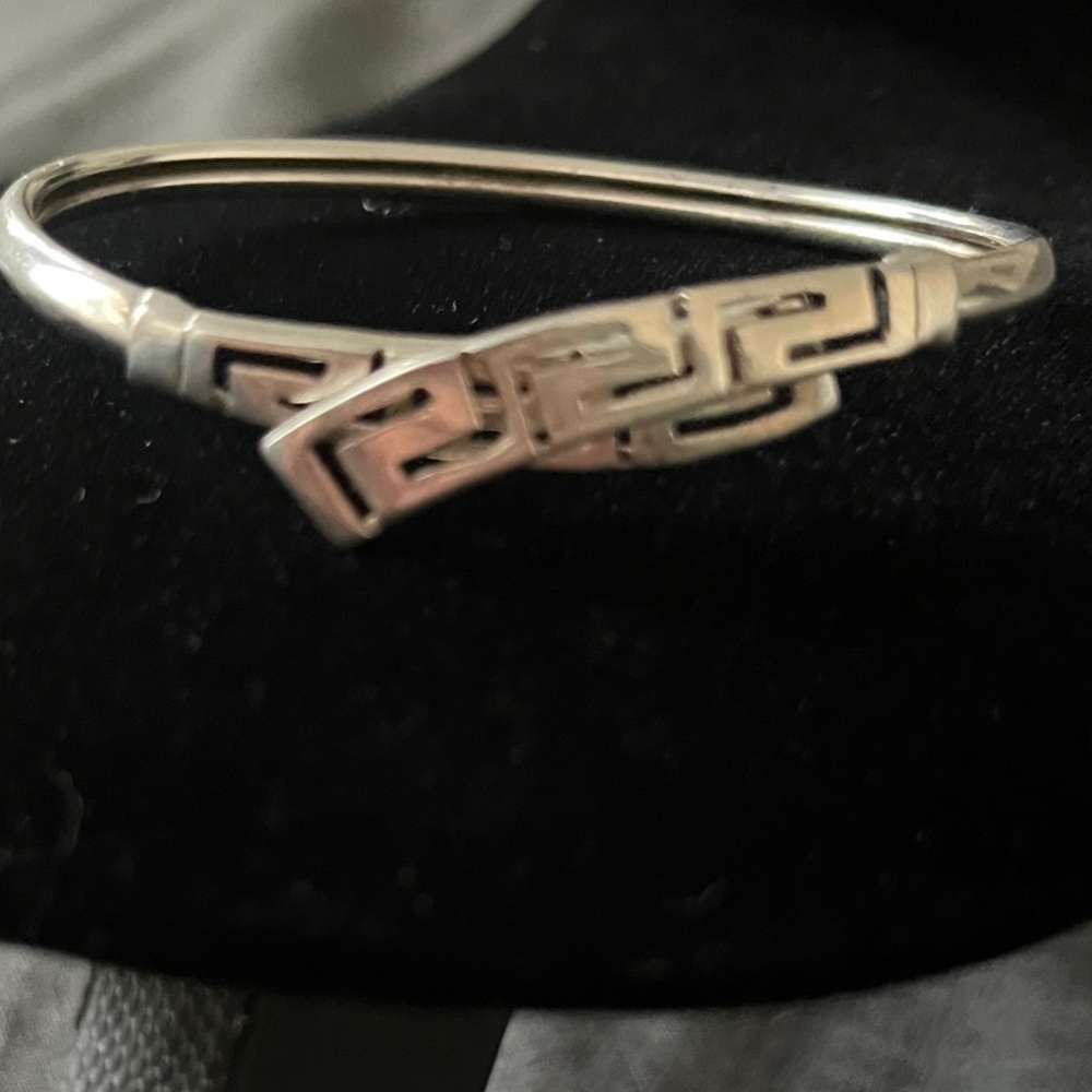 Sterling Silver 925 Greek Key Wrap Cuff Bracelet - Picture 1 of 5